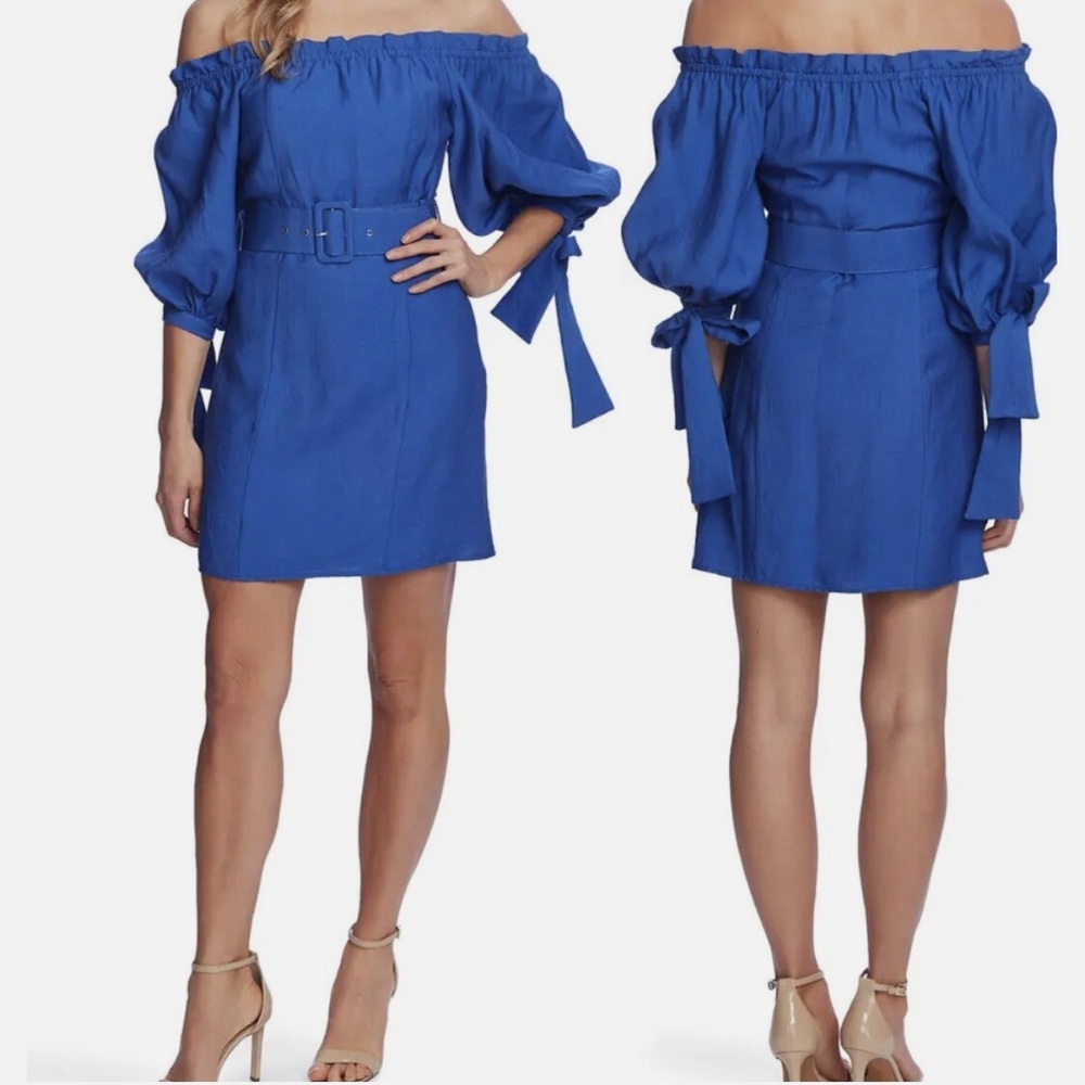 CeCe Off Shoulder Balloon Sleeve Dress Size 0 Color Moonlit
